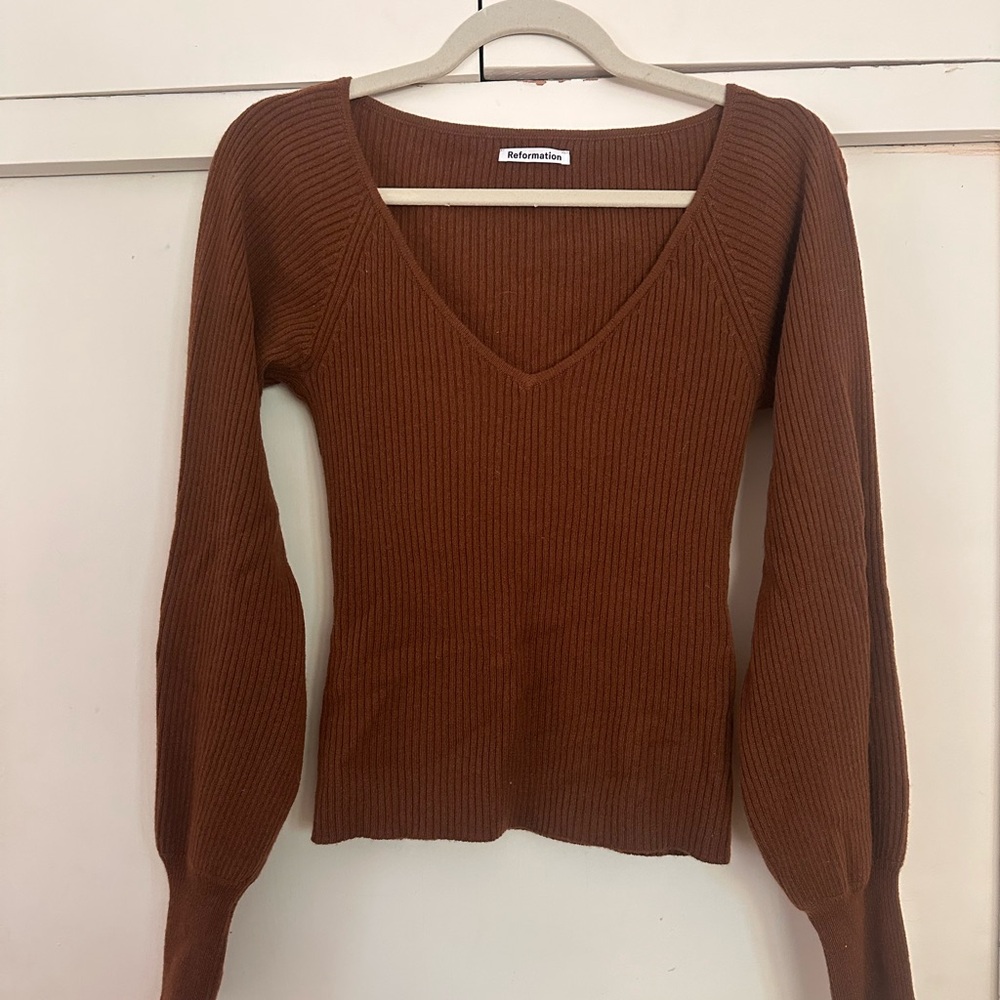 Reformation Cocoa V-Neck Knit